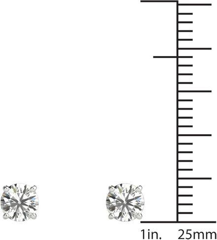 Vaarya Solitaire Diamond Stud Earrings (1/2 Ct tw, AGS Certified GH+/I2-I3) 14K Hypoallergenic White Gold in Kuwait