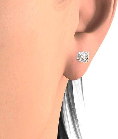 Vaarya Solitaire Diamond Stud Earrings (1/2 Ct tw, AGS Certified GH+/I2-I3) 14K Hypoallergenic White Gold in Kuwait