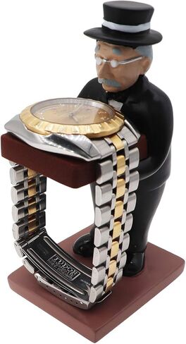 Newfancy Top Hat Butler Man Watch Stand Old Man Ring Stand Creative Gl Holder Black Suit Watch Storage Table in Kuwait