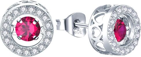 YL Round Halo Earrings Sterling Silver Dancing Diamond Solitaire Stud Earrings Jewelry for Women in Saudi Arabia