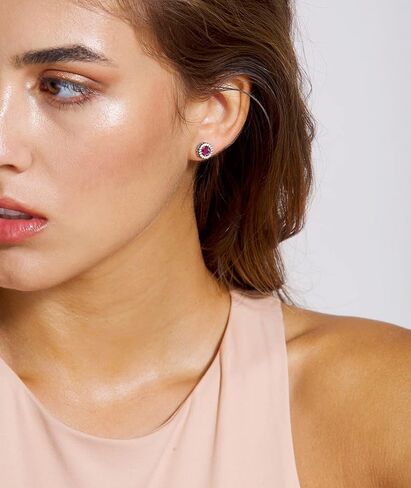 YL Round Halo Earrings Sterling Silver Dancing Diamond Solitaire Stud Earrings Jewelry for Women in Saudi Arabia