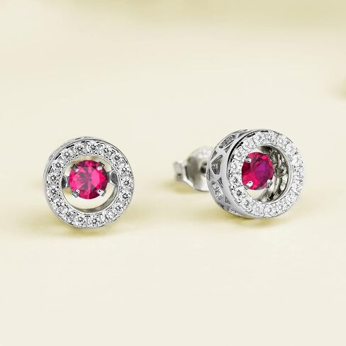 YL Round Halo Earrings Sterling Silver Dancing Diamond Solitaire Stud Earrings Jewelry for Women in Saudi Arabia