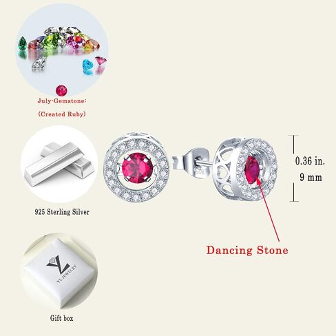 YL Round Halo Earrings Sterling Silver Dancing Diamond Solitaire Stud Earrings Jewelry for Women in Saudi Arabia