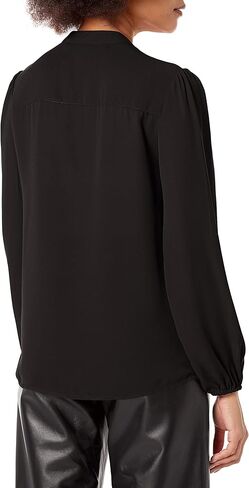 Nanette Nanette Lepore Women's Elegant Covered Button, Mandarin Collar Blouse in Kuwait