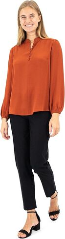 Nanette Nanette Lepore Women's Elegant Covered Button, Mandarin Collar Blouse in Kuwait