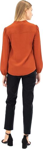 Nanette Nanette Lepore Women's Elegant Covered Button, Mandarin Collar Blouse in Kuwait