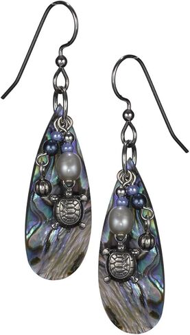 سلحفاة أنيقة وخرز متدلي فوق أقراط أذن البحر المسيل للدموع من سيلفر فورست in Kuwait