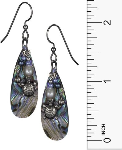 سلحفاة أنيقة وخرز متدلي فوق أقراط أذن البحر المسيل للدموع من سيلفر فورست in Kuwait