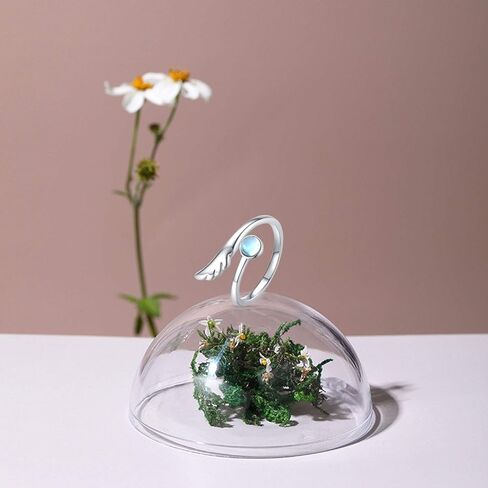 CHENGHONG حجر القمر خاتم 925 الفضة الاسترليني القط أجنحة الملاك حلقة قابل للتعديل خواتم حجر القمر مجوهرات هدايا للنساء الفتيات in Kuwait