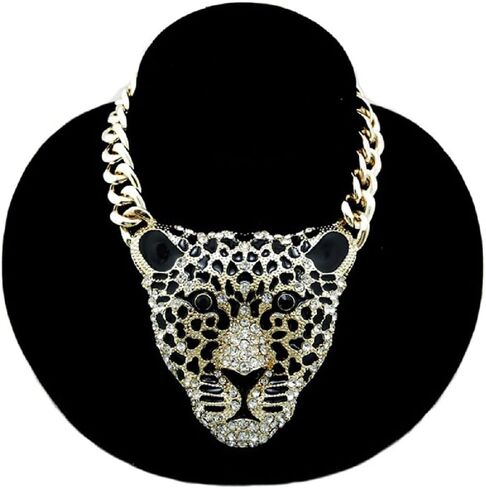 قلادة رأس النمر للرجال، قلادة على شكل حيوان الفهد الشرير، قلادة رأس الفهد الفايكنج الاسكندنافية للرجال، قلادة هيب هوب، رأس الفهد، سلسلة مكتنزة، هدية مجوهرات in Kuwait
