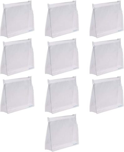 10 قطع صغيرة صغيرة من بلاستيك PVC شفافة لتنظيم مستحضرات التجميل مع سحاب للاغلاق، حقيبة مكياج لادوات الزينة للسفر من بي سي بي in Kuwait