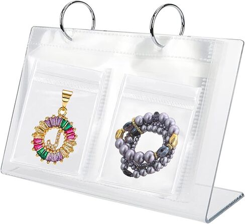 كتاب تخزين مجوهرات شفاف، منظم اقراط المجوهرات، منظم مجوهرات شفاف، رف سطح المكتب، عرض تخزين المجوهرات بسحاب للقلائد والاقراط والخواتم والاساور مع جيوب (68 شبكة) in Kuwait