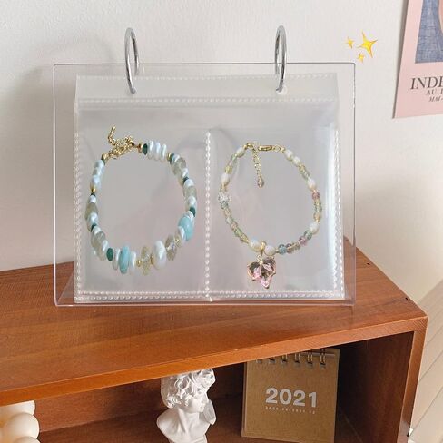 كتاب تخزين مجوهرات شفاف، منظم اقراط المجوهرات، منظم مجوهرات شفاف، رف سطح المكتب، عرض تخزين المجوهرات بسحاب للقلائد والاقراط والخواتم والاساور مع جيوب (68 شبكة) in Kuwait