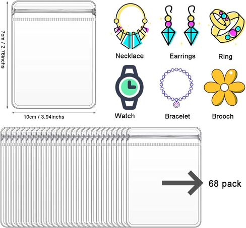كتاب تخزين مجوهرات شفاف، منظم اقراط المجوهرات، منظم مجوهرات شفاف، رف سطح المكتب، عرض تخزين المجوهرات بسحاب للقلائد والاقراط والخواتم والاساور مع جيوب (68 شبكة) in Kuwait