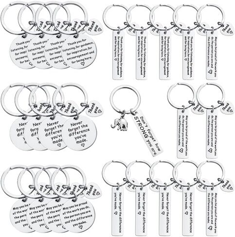 سلسلة مفاتيح بعبارة «Thank You» بعبارة «Make a Differenc» ملهمة للرجال والنساء والمتطوعين (فضي)، فضي، قياسي, فضي, Standard in Kuwait
