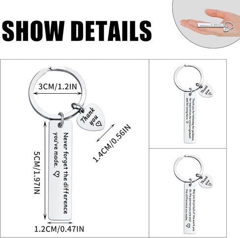 سلسلة مفاتيح بعبارة «Thank You» بعبارة «Make a Differenc» ملهمة للرجال والنساء والمتطوعين (فضي)، فضي، قياسي, فضي, Standard in Kuwait