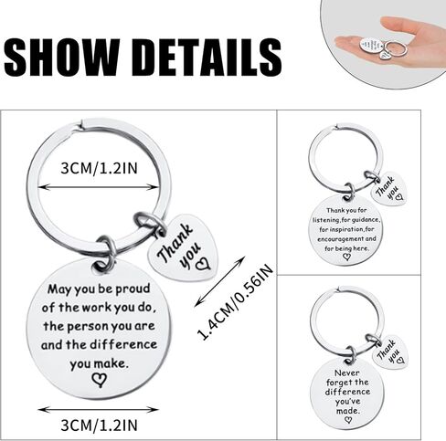 سلسلة مفاتيح بعبارة «Thank You» بعبارة «Make a Differenc» ملهمة للرجال والنساء والمتطوعين (فضي)، فضي، قياسي, فضي, Standard in Kuwait