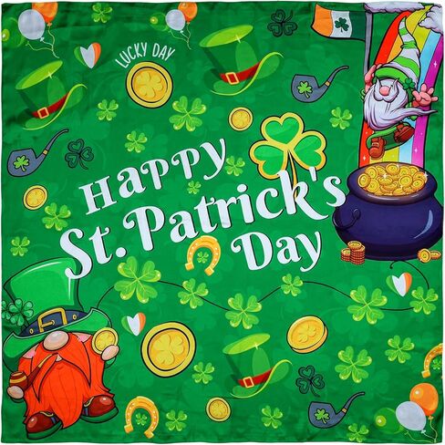 St.Patrick's Day Green Scarf Irish Shamrock Green Silk Bandanas for Women Men Good Luck Festival Party Accessories in Kuwait