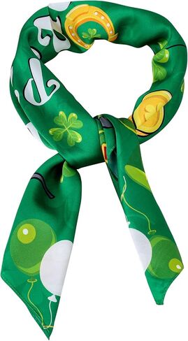 St.Patrick's Day Green Scarf Irish Shamrock Green Silk Bandanas for Women Men Good Luck Festival Party Accessories in Kuwait
