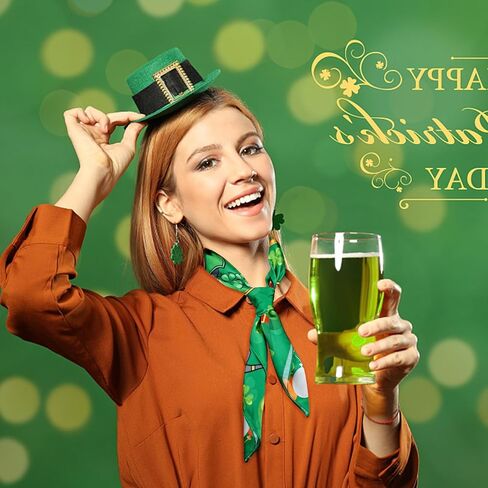 St.Patrick's Day Green Scarf Irish Shamrock Green Silk Bandanas for Women Men Good Luck Festival Party Accessories in Kuwait