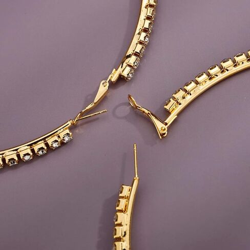 Xerling Large Hoop Zircon Earrings Rhinestones Crystal Circle Loop Earrings for Women Statement Bridal Earrings for Wedding 120mm Big Hoop Earrings in Saudi Arabia