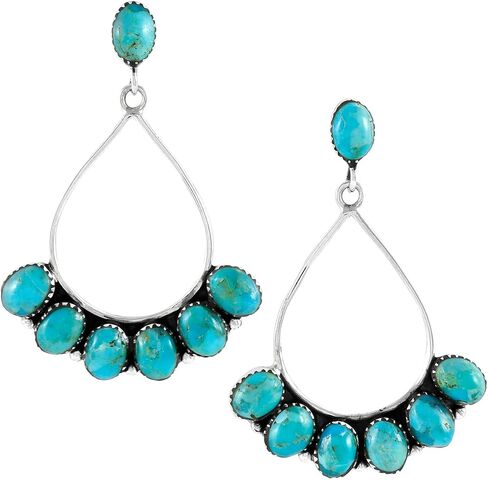 Sterling Silver Earrings in Genuine Turquoise & Gemstones in Saudi Arabia