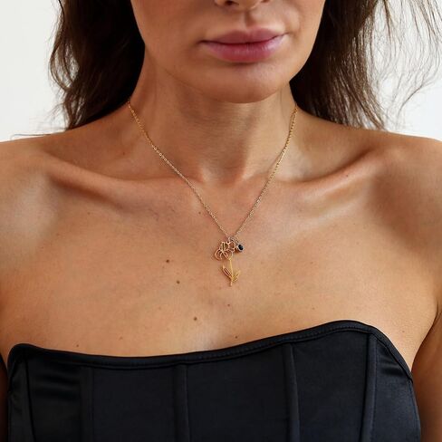 foyjoey 18K Gold Plated Dainty Birth Flower Necklace for Women Minimalist Birth Month Birthstone Necklaces Flower Jewelry Mothers Day Bridesmaid Christmas Gifts in Saudi Arabia