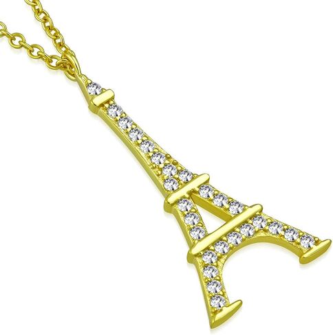 My Daily Styles 925 Sterling Silver French France Eiffel Tower CZ Pendant Necklace in Saudi Arabia