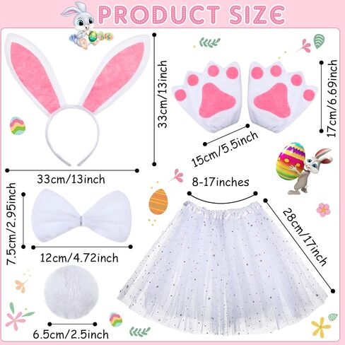 SATINIOR 2 Set Easter Bunny Dalmatian Ears Costume Kids Bunny Tutu Cosplay for Easter Mardi Gras Party Pink White Black for Dog (Delicate Style) in Saudi Arabia