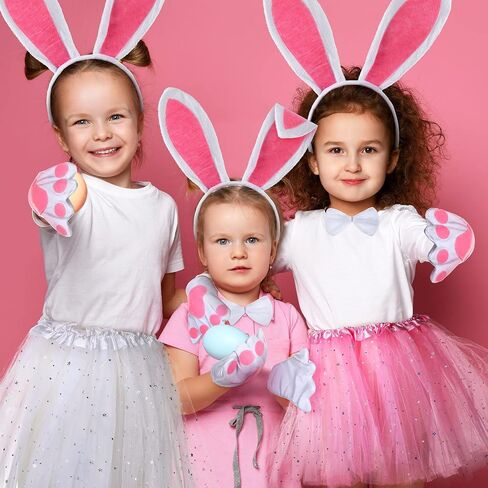 SATINIOR 2 Set Easter Bunny Dalmatian Ears Costume Kids Bunny Tutu Cosplay for Easter Mardi Gras Party Pink White Black for Dog (Delicate Style) in Saudi Arabia