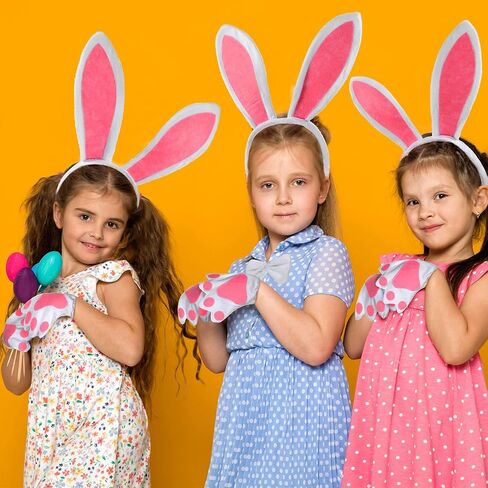 SATINIOR 2 Set Easter Bunny Dalmatian Ears Costume Kids Bunny Tutu Cosplay for Easter Mardi Gras Party Pink White Black for Dog (Delicate Style) in Saudi Arabia