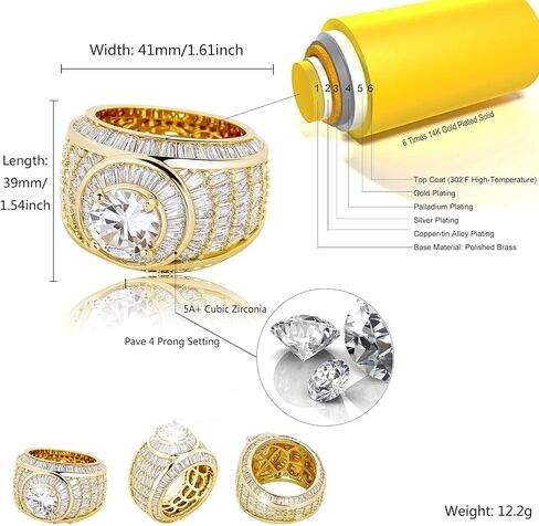 TOPGRILLZ مثلج خارج الذهب العنقودية الدائري 5A + زركون 14K الذهب الهيب هوب مغني الراب موضة فاخرة خواتم الماس الكبيرة للرجال in Kuwait