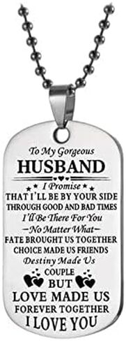 By Your Side Dog Tag Necklace for Husband Boyfriend Wife Girlfriend Gorgeous Couple Family Infinity Love Forever Anniversary Valentines Day Birthday Anniversary in Saudi Arabia