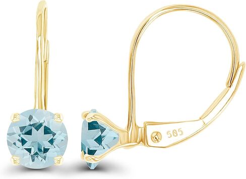 14k Gold Plated 925 Sterling Silver 5mm Round Hypoallergenic Genuine Birthstone Leverback Earrings in Kuwait