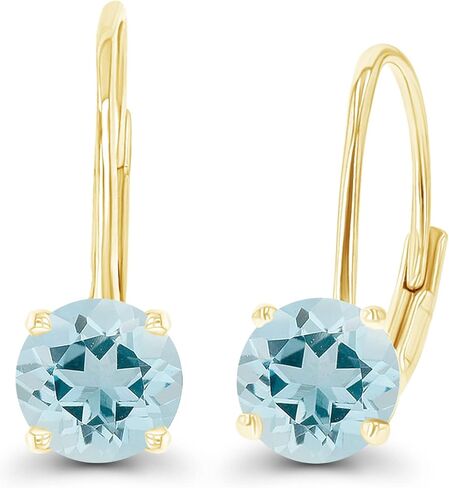 14k Gold Plated 925 Sterling Silver 5mm Round Hypoallergenic Genuine Birthstone Leverback Earrings in Kuwait