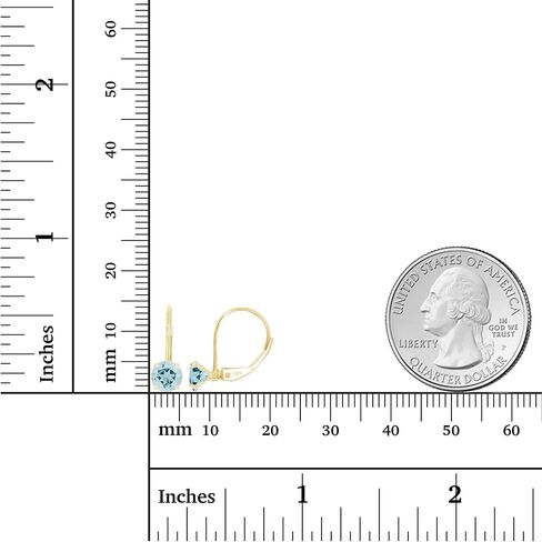 14k Gold Plated 925 Sterling Silver 5mm Round Hypoallergenic Genuine Birthstone Leverback Earrings in Kuwait