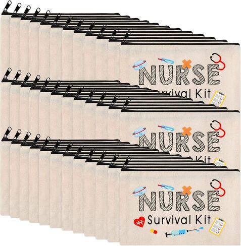 36 Pieces Nurse Survival Kit Makeup Bags Nurse Gift for Nurses Week Birthday, Nurse Practitioner Gifts Canvas Cosmetic Bags, Nurse Toiletry Bag with Zipper Nurses Supplies in Saudi Arabia