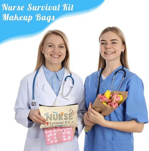 36 Pieces Nurse Survival Kit Makeup Bags Nurse Gift for Nurses Week Birthday, Nurse Practitioner Gifts Canvas Cosmetic Bags, Nurse Toiletry Bag with Zipper Nurses Supplies in Saudi Arabia
