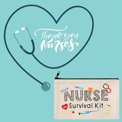 36 Pieces Nurse Survival Kit Makeup Bags Nurse Gift for Nurses Week Birthday, Nurse Practitioner Gifts Canvas Cosmetic Bags, Nurse Toiletry Bag with Zipper Nurses Supplies in Saudi Arabia
