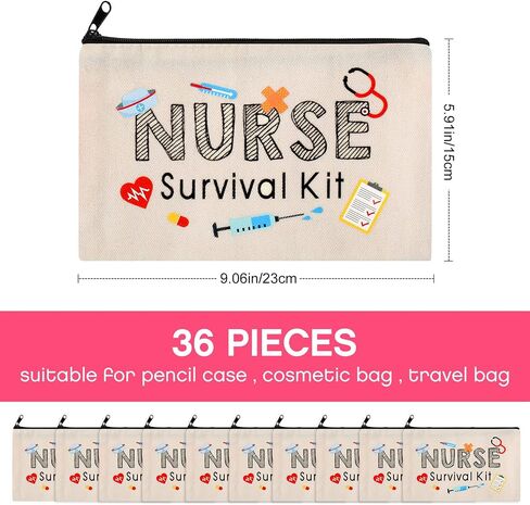 36 Pieces Nurse Survival Kit Makeup Bags Nurse Gift for Nurses Week Birthday, Nurse Practitioner Gifts Canvas Cosmetic Bags, Nurse Toiletry Bag with Zipper Nurses Supplies in Saudi Arabia