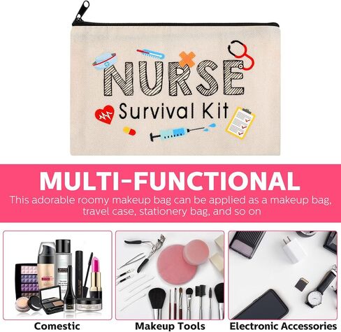 36 Pieces Nurse Survival Kit Makeup Bags Nurse Gift for Nurses Week Birthday, Nurse Practitioner Gifts Canvas Cosmetic Bags, Nurse Toiletry Bag with Zipper Nurses Supplies in Saudi Arabia