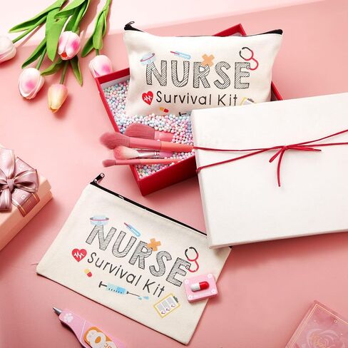 36 Pieces Nurse Survival Kit Makeup Bags Nurse Gift for Nurses Week Birthday, Nurse Practitioner Gifts Canvas Cosmetic Bags, Nurse Toiletry Bag with Zipper Nurses Supplies in Saudi Arabia