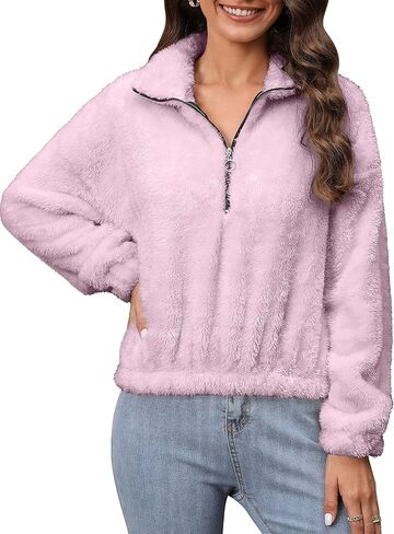 بلوفر Mizoci نسائي من الصوف بسحاب وأكمام طويلة in Kuwait