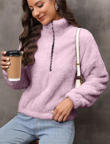 بلوفر Mizoci نسائي من الصوف بسحاب وأكمام طويلة in Kuwait