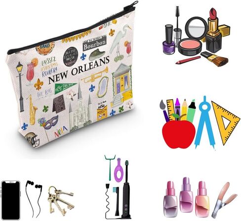 New Orleans Cosmetic Makeup Bag New Orleans Travel Gift New Orleans Vacation Gift for Her (New Orleans) in Saudi Arabia