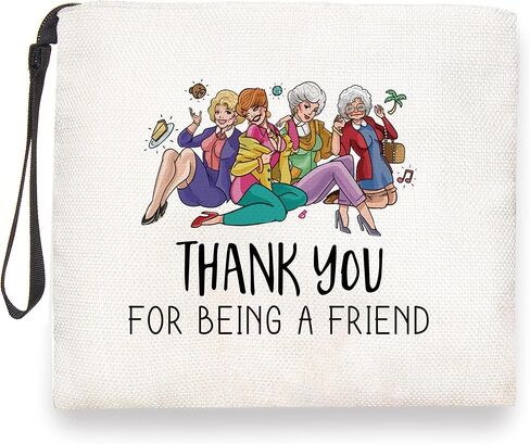 Golden Merchandise Thank You for Being A Friend Makeup Bag for Girl Friends Gifts for Friends Female Friendship Gifts for Women Friends Cosmetic Bag in Kuwait