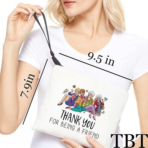 Golden Merchandise Thank You for Being A Friend Makeup Bag for Girl Friends Gifts for Friends Female Friendship Gifts for Women Friends Cosmetic Bag in Kuwait