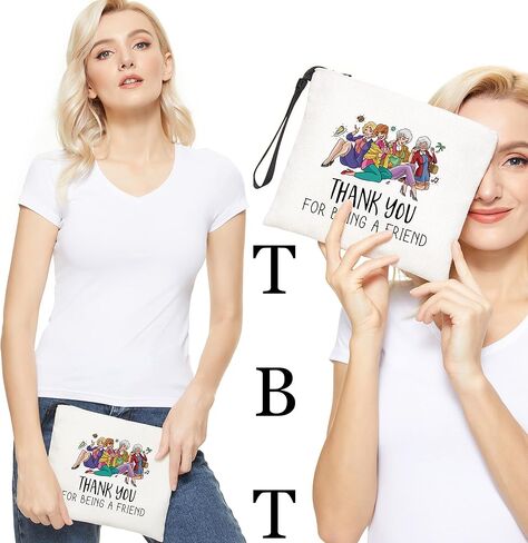 Golden Merchandise Thank You for Being A Friend Makeup Bag for Girl Friends Gifts for Friends Female Friendship Gifts for Women Friends Cosmetic Bag in Kuwait