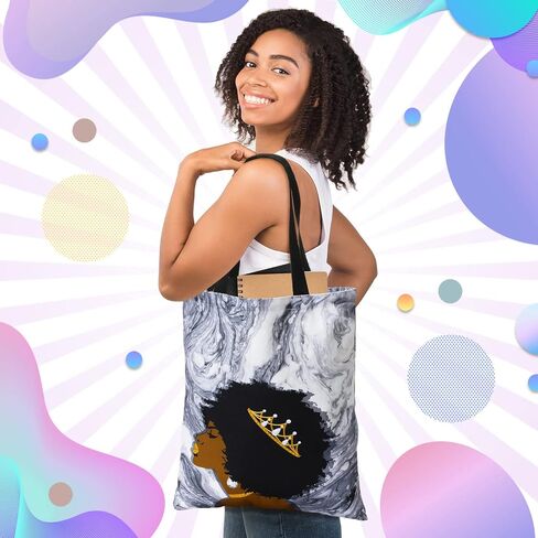 Amylove 2 Pieces Black Women Tote Bag African American Art Makeup Bag Set Cute Shoulder Handbag Cosmetic Bag Toiletry Zipper Purse Travel Gift Bag Accessories Organizer for Women Girls in Saudi Arabia