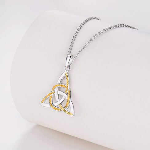 CHIC ARTSY 925 Sterling Silver Irish Trinity Celtic Knot Necklaces Oxidized Good Luck Triskele Celtic Knot Fine Jewelry Goddess Of The Moon Pendants Necklace For Women Grandma, Mom, Aunt, Sister, Niece in Kuwait